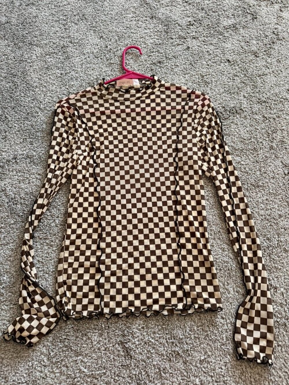 Checker Print Mesh Top